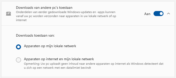 Windows Update: kiezen hoe updates worden geleverd/gedownload