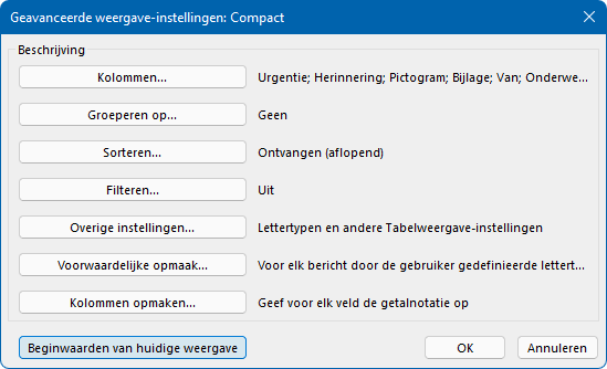 Weergave-instellingen van mappen in Outlook herstellen