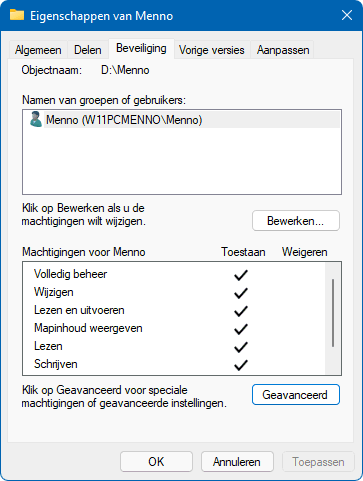 Machtigingen van een map wijzigen