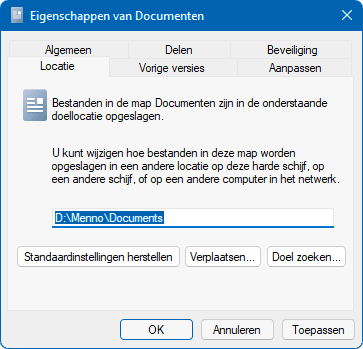 Locatie Documenten wijzigen