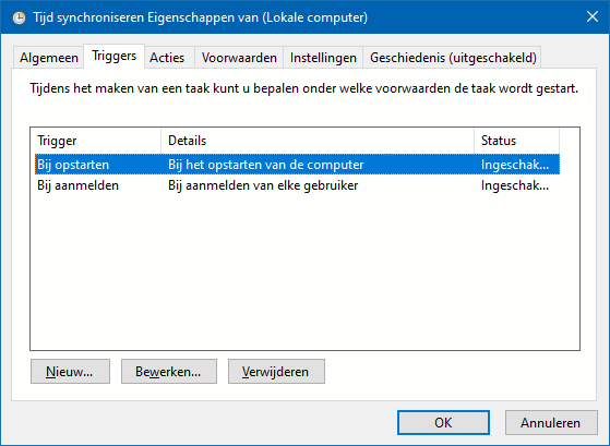 Een taak aanmaken met de Taakplanner: tabblad Triggers