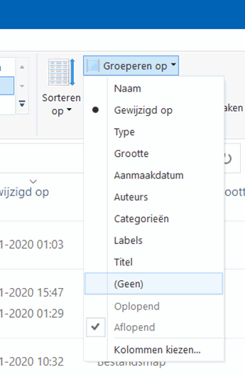 Windows Verkenner: Groeperen op datum uitschakelen