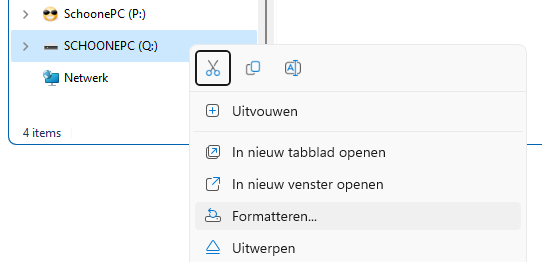 Formatteren vanuit de Windows Verkenner