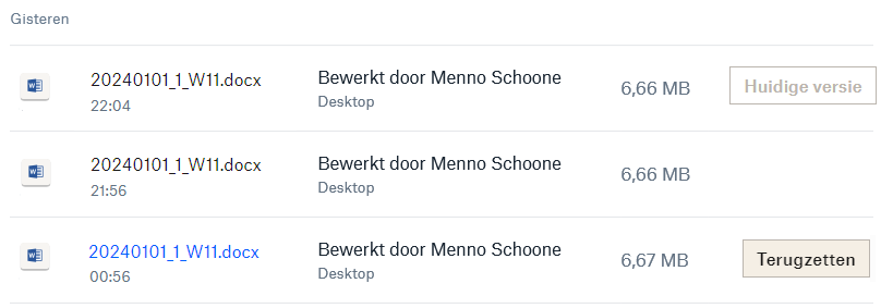 Oude versies van bestanden herstellen met Dropbox