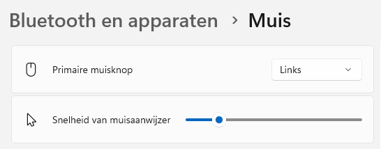 Instellingen > Bluetooth en apparaten > Muis > Snelheid van muisaanwijzer