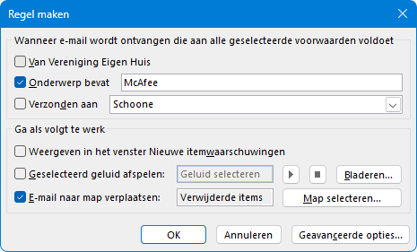 Berichtregels instellen in het e-mailprogramma Outlook