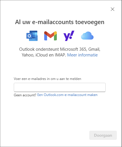 App Outlook: account aanmaken