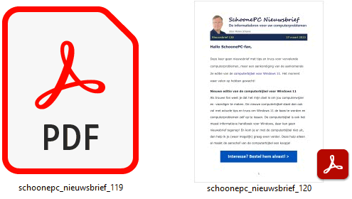 Windows Verkenner: PDF-miniatuur vs een voorbeeld