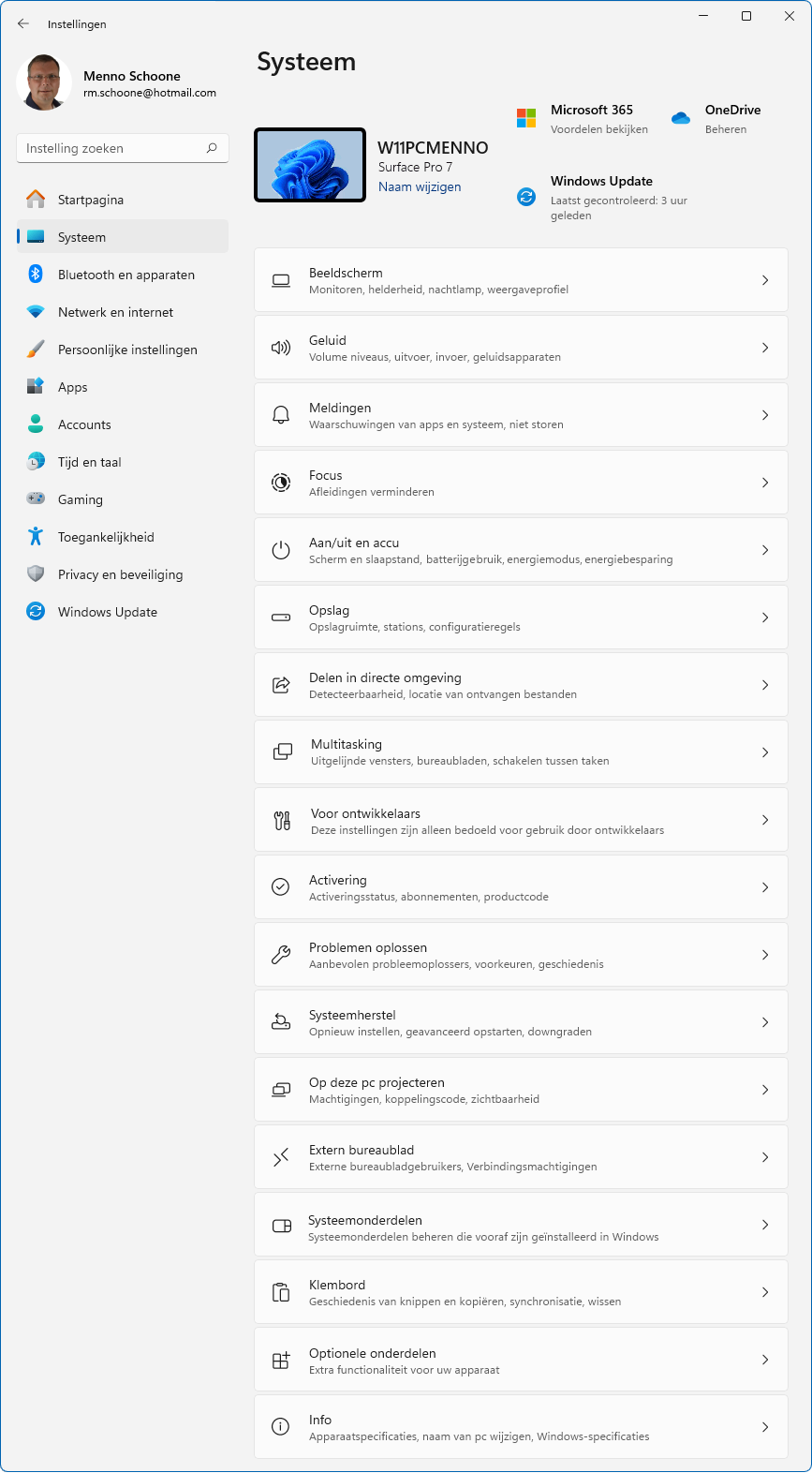 Windows 11 instellingen: Systeem