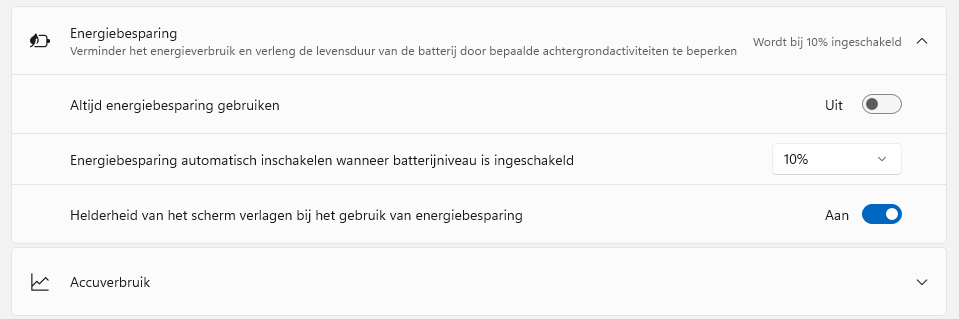 Windows 11 batterijbesparing