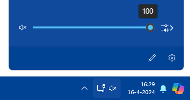 Windows 11 volume geluid (taakbalkhoek)