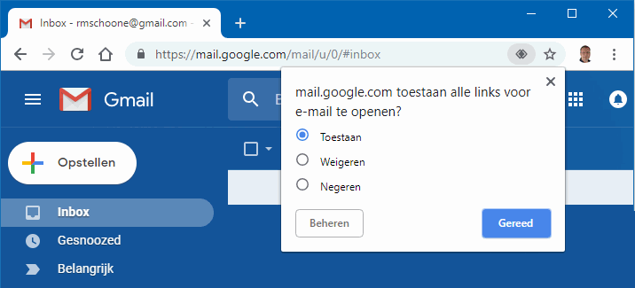 mail.google.com toestaan alle links voor e-mail te openen