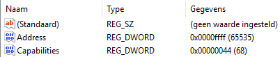 Veilig uitwerpen in het register: HKLM\ SYSTEM\ CurrentControlSet\ Enum\ SCSI \Capabilities