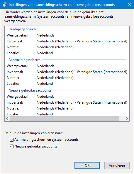 Instellingen voor aanmeldingsscherm en nieuwe gebruikersaccounts